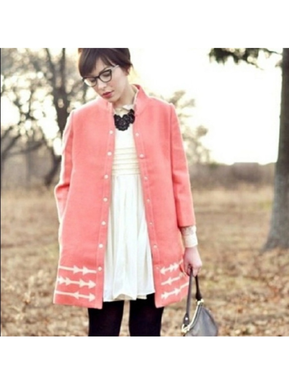 Anthropologie Lauren Moffatt pink wool coat with arrow detailing